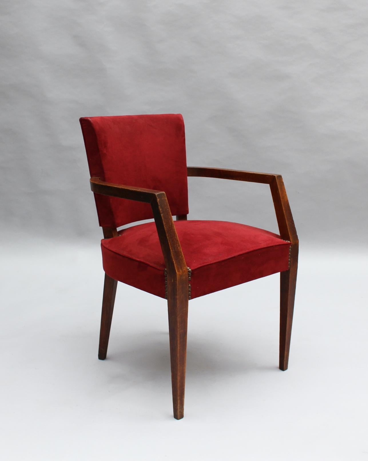 Mid-Century Modern Fine French 1940s Oak Armchair For Sale
