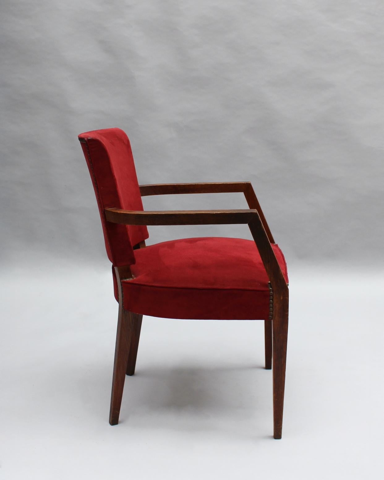 Fine French 1940s Oak Armchair In Fair Condition For Sale In Long Island City, NY