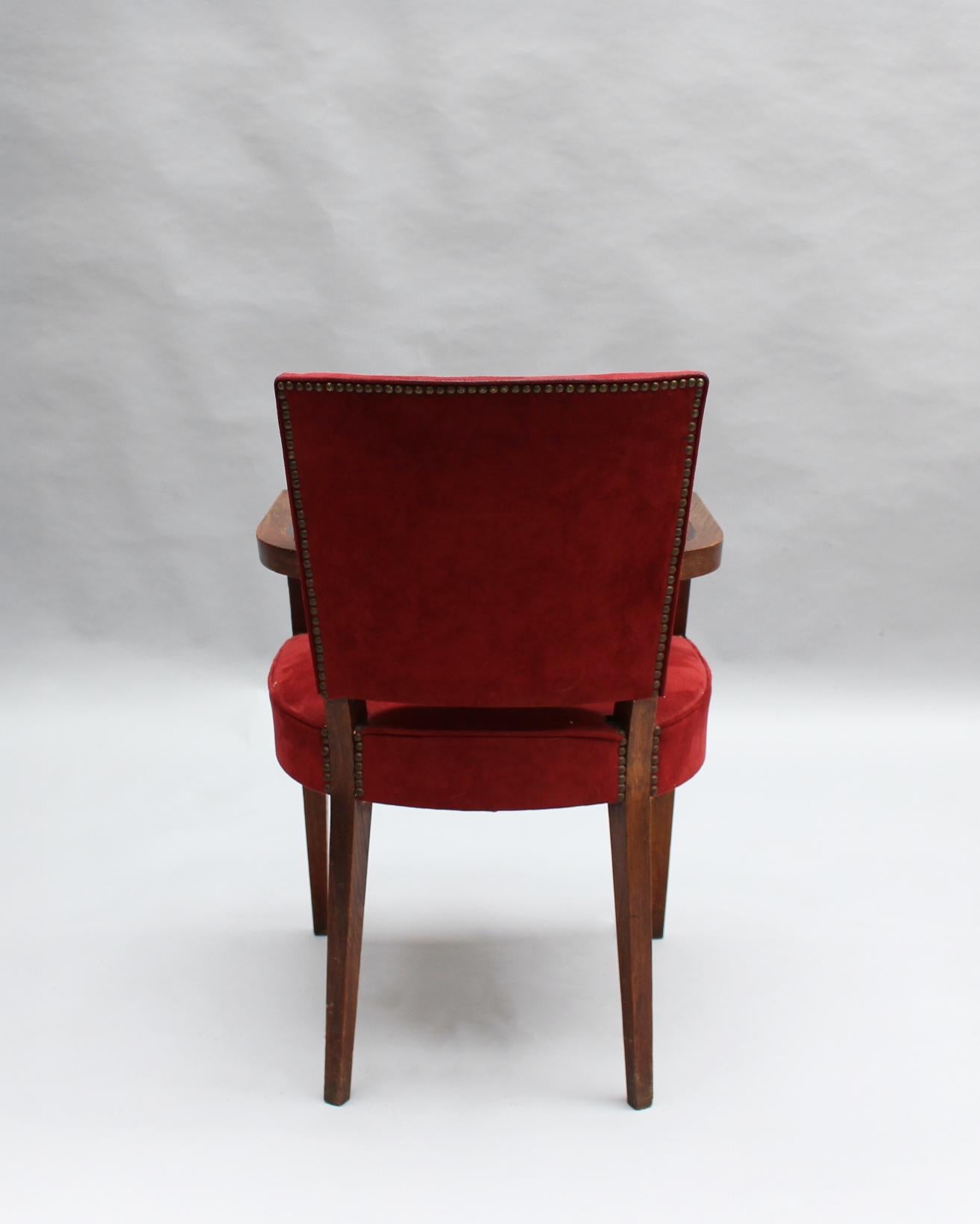 Fabric Fine French 1940s Oak Armchair For Sale