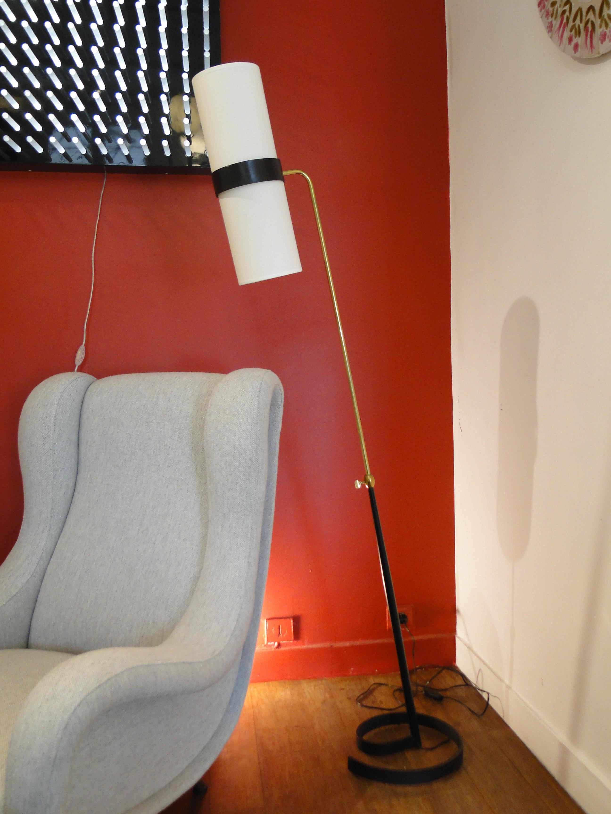 Modern Gustave Gautier and Jacques Biny Fine French  Adjustable Floor Lamp  For Sale