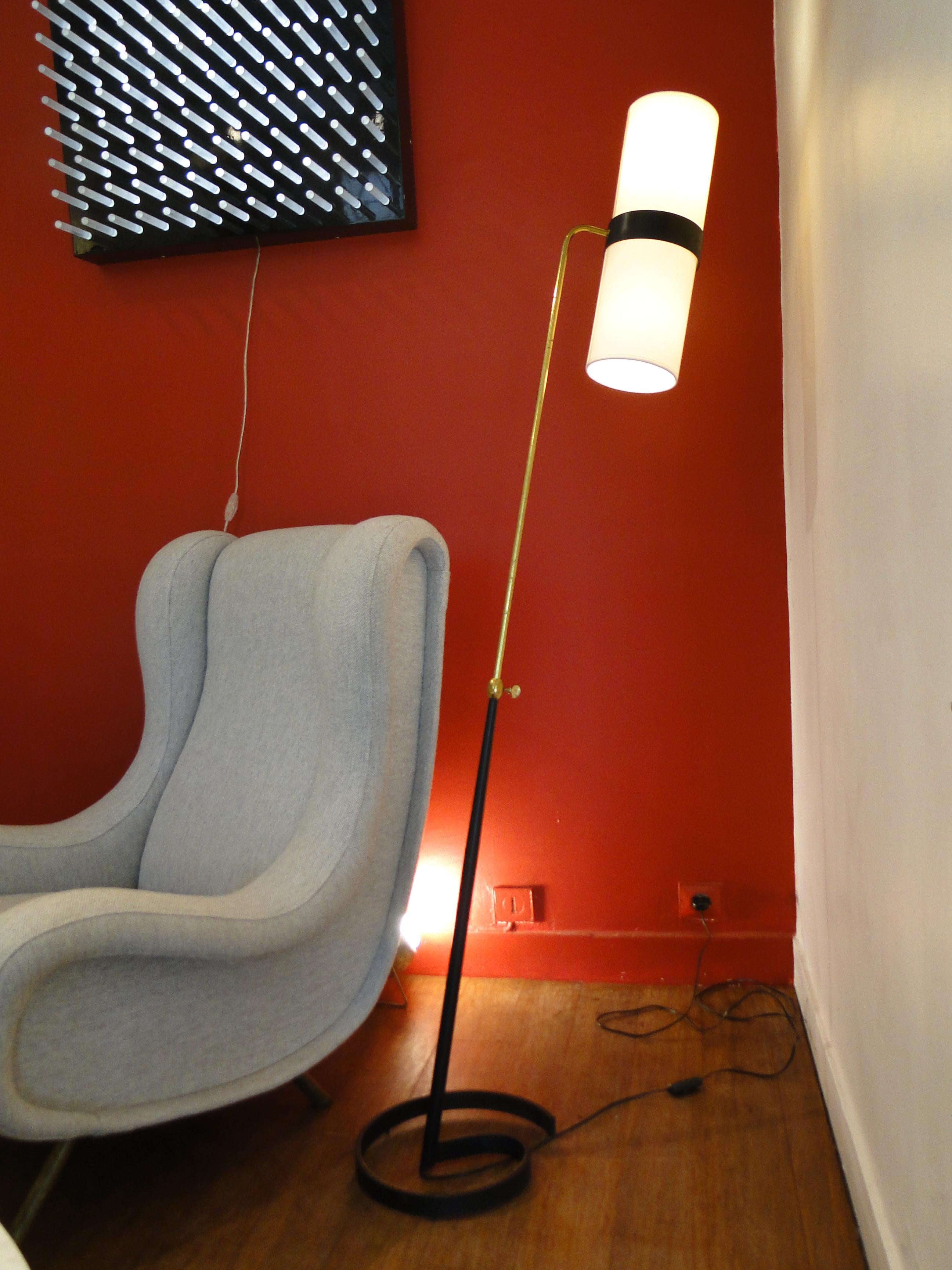 Mid-20th Century Gustave Gautier and Jacques Biny Fine French  Adjustable Floor Lamp  For Sale