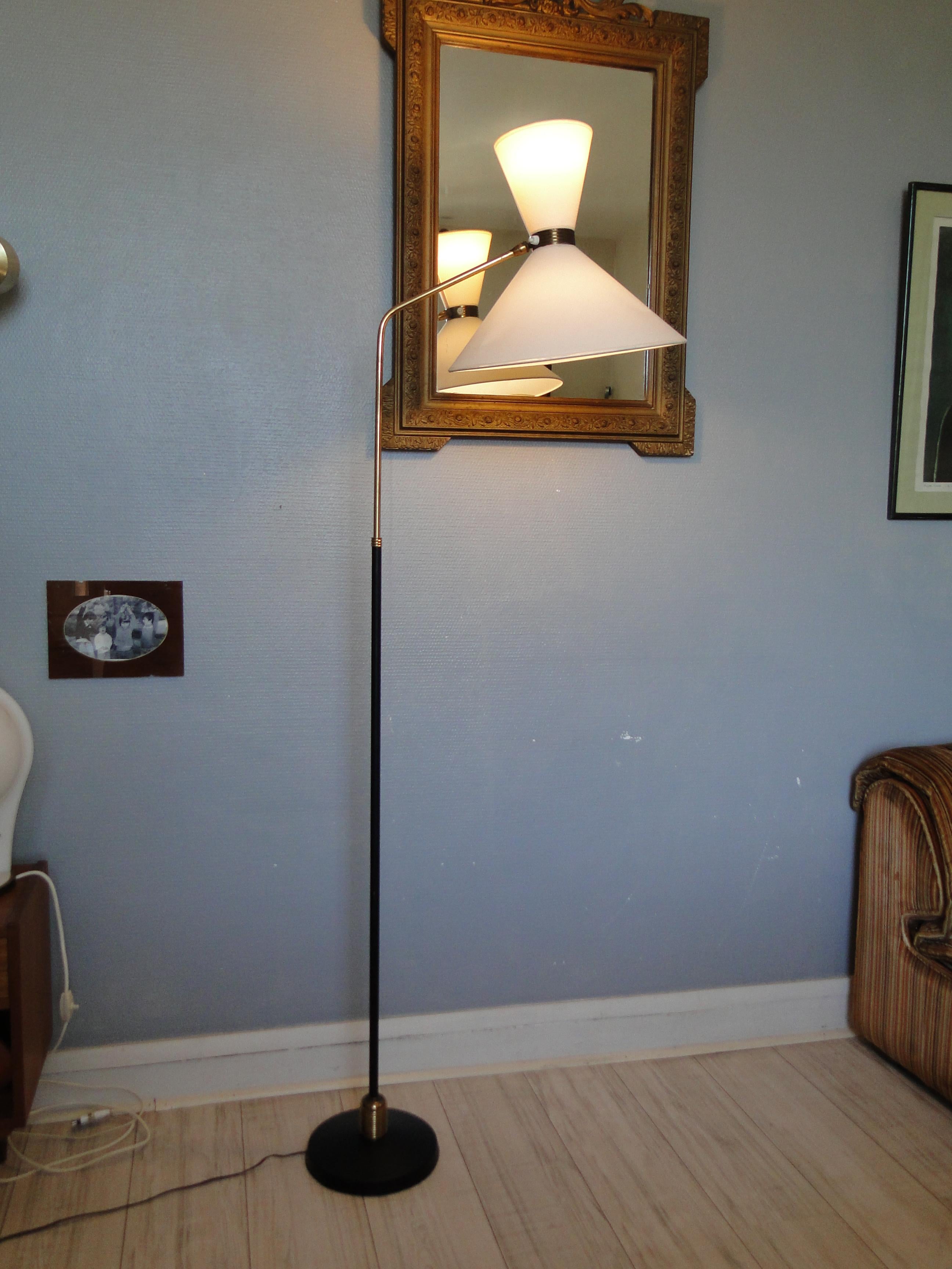 Fine French 1950s Adjustable Floor Lamp by Lunel France Rene Mathieu Arlus In Fair Condition In Lège Cap Ferret, FR