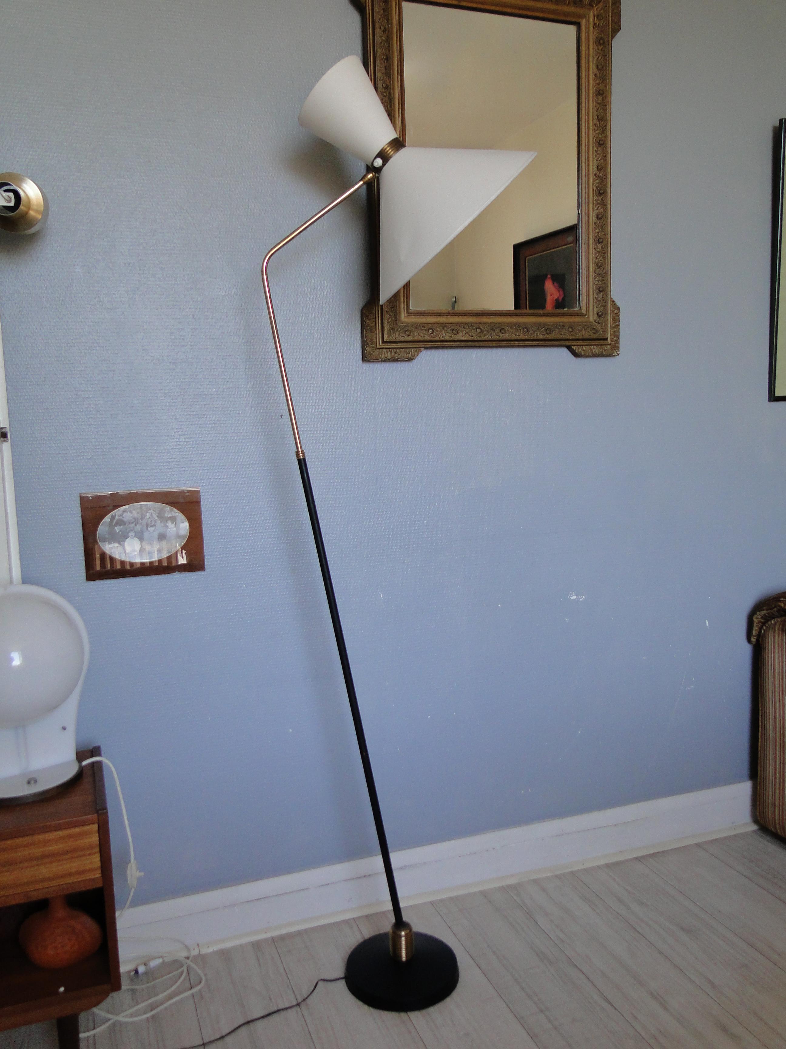 Fine French 1950s Adjustable Floor Lamp by Lunel France Rene Mathieu Arlus 1
