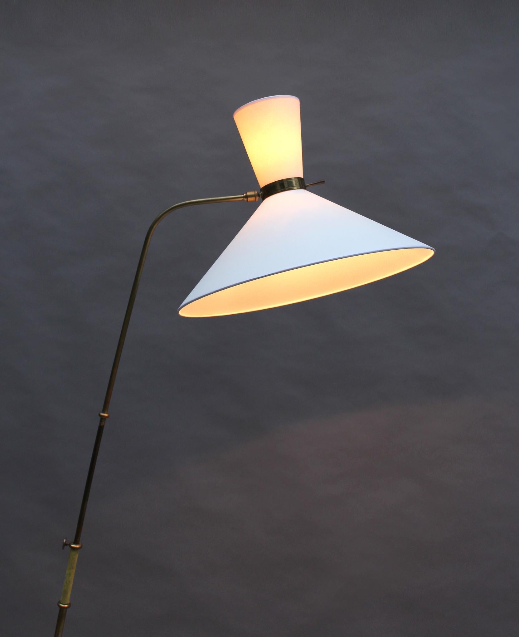 Fine French 1950s Adjustable Floor Lamp by Maison Lunel (2 available) For Sale 2