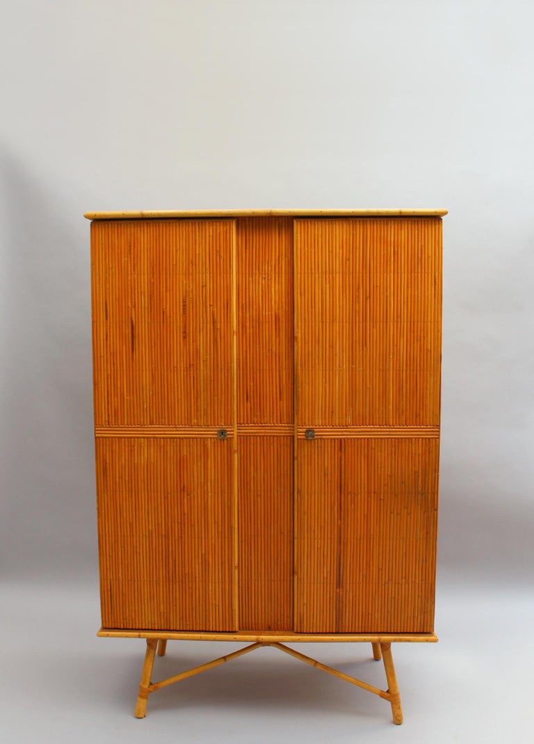 Fine French 1950s Bamboo Armoire at 1stDibs