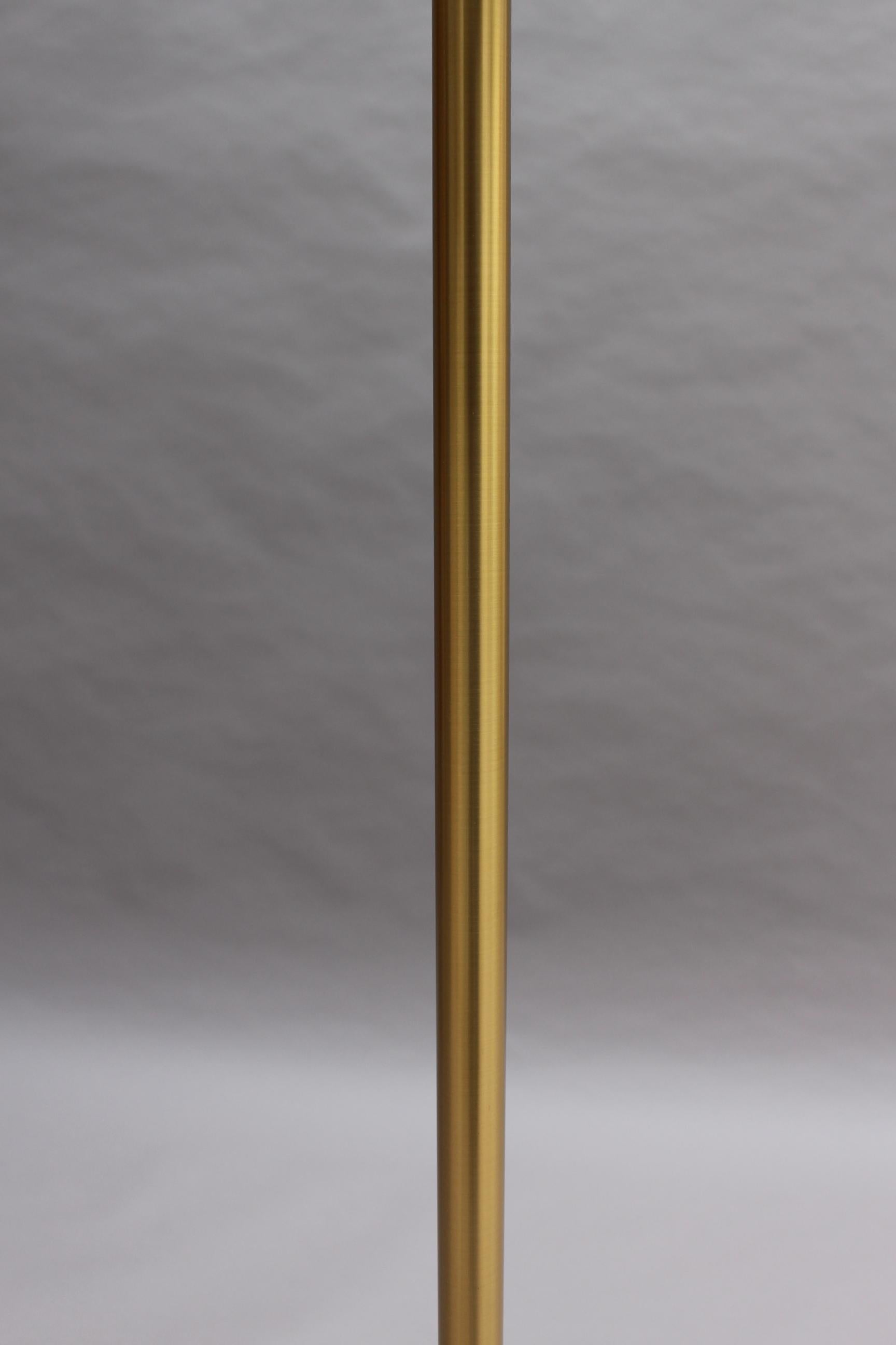 Enameled Fine French 1950s Brass and Glass Floor Reading Lamp by Jean Perzel