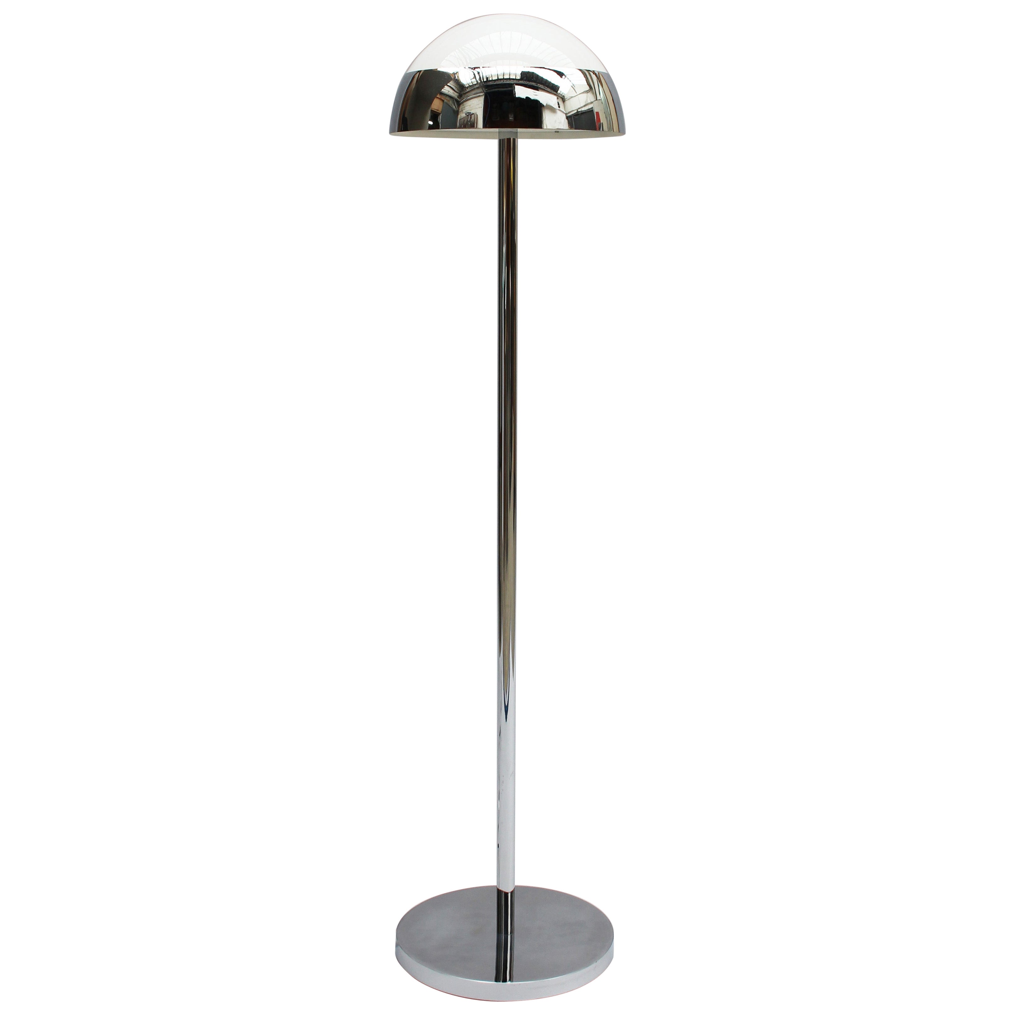Lampe de lecture sur pied en verre et chrome des années 1950 de Jean Perzel