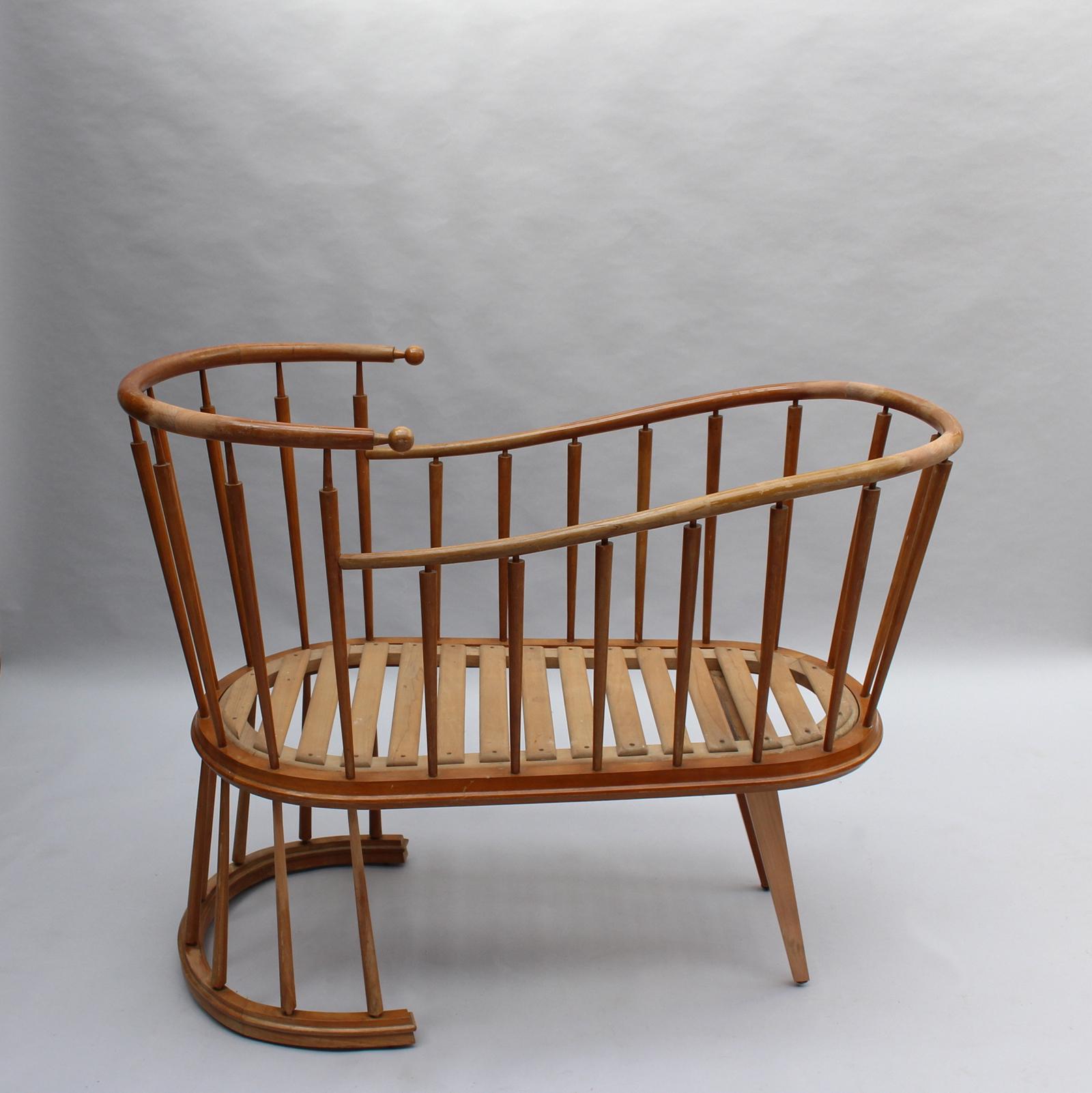 Cherry Fine French 1950s Cradle by Max Ingrand For Sale