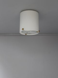 Fine French 1950s Glass and Brass Cylindrical Flush Mount by Perzel