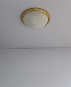 Fine French 1950s Glass and Brass Flush Mount by Perzel