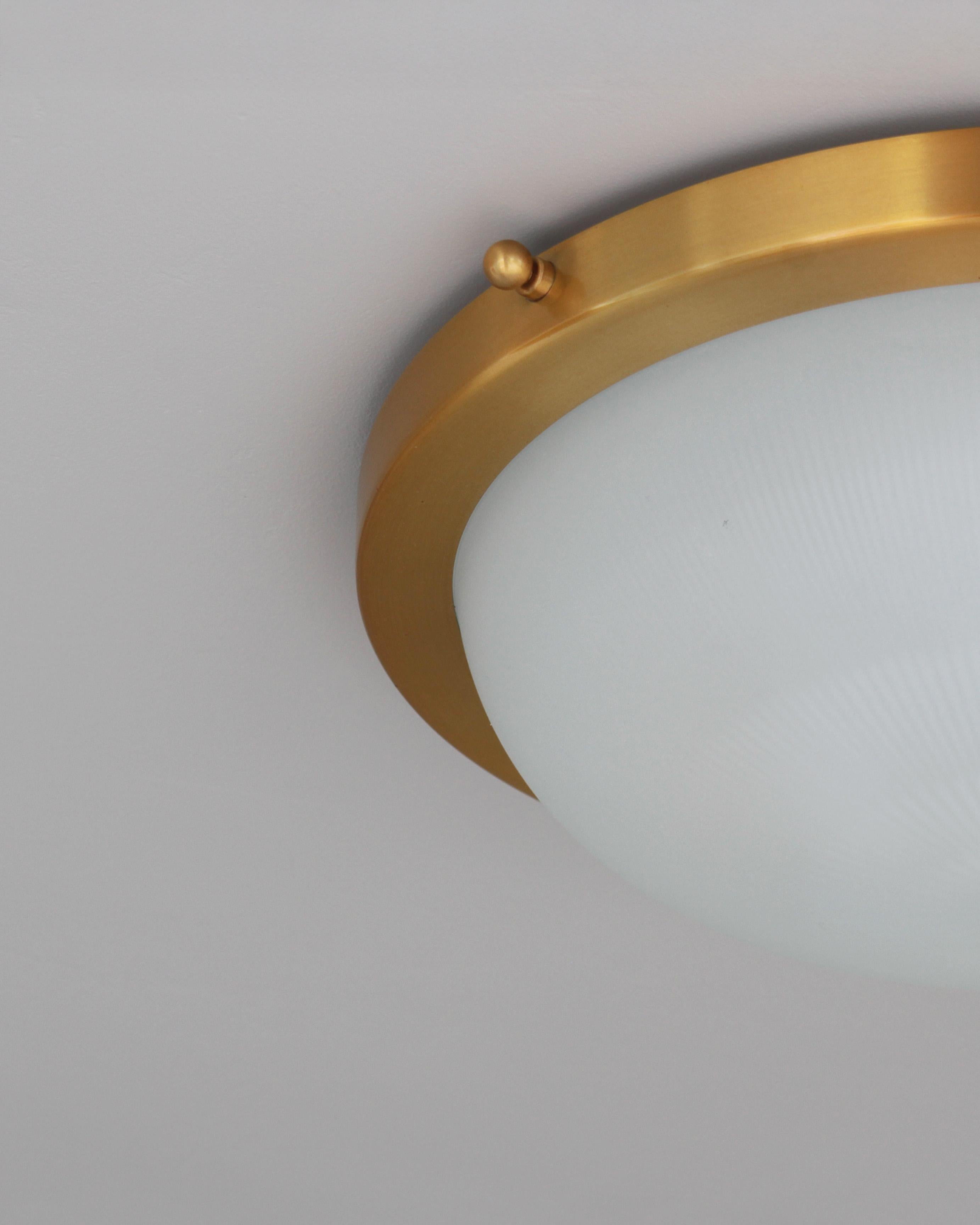 Fine French 1950s Glass and Brass Flush Mount/ Sconce by Jean Perzel For Sale 8