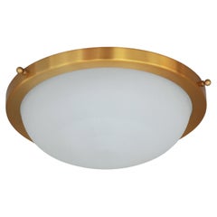Fine French 1950s Glass and Brass Flush Mount/ Sconce by Jean Perzel