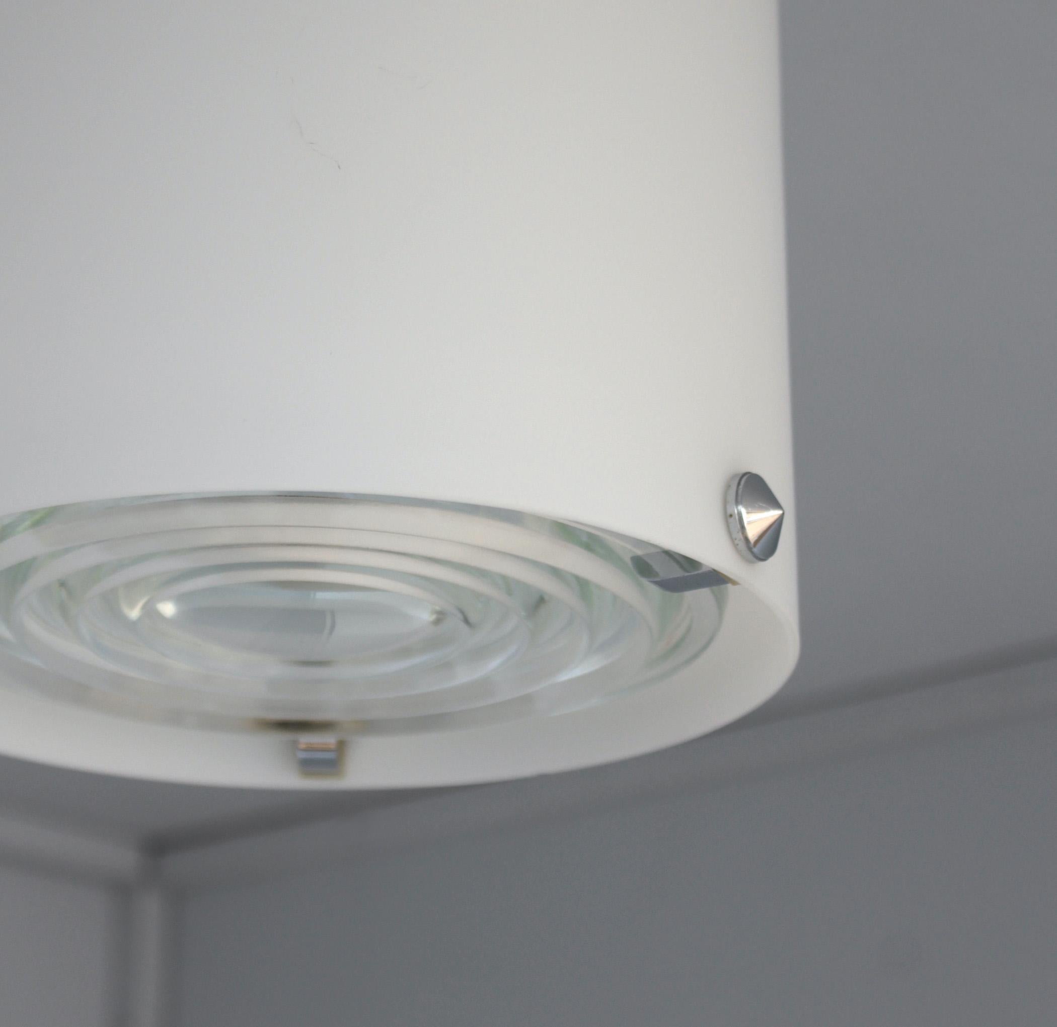 Fine Monture de Plafond Cylindrique en Verre et Chrome des années 1950 par Perzel en vente 5