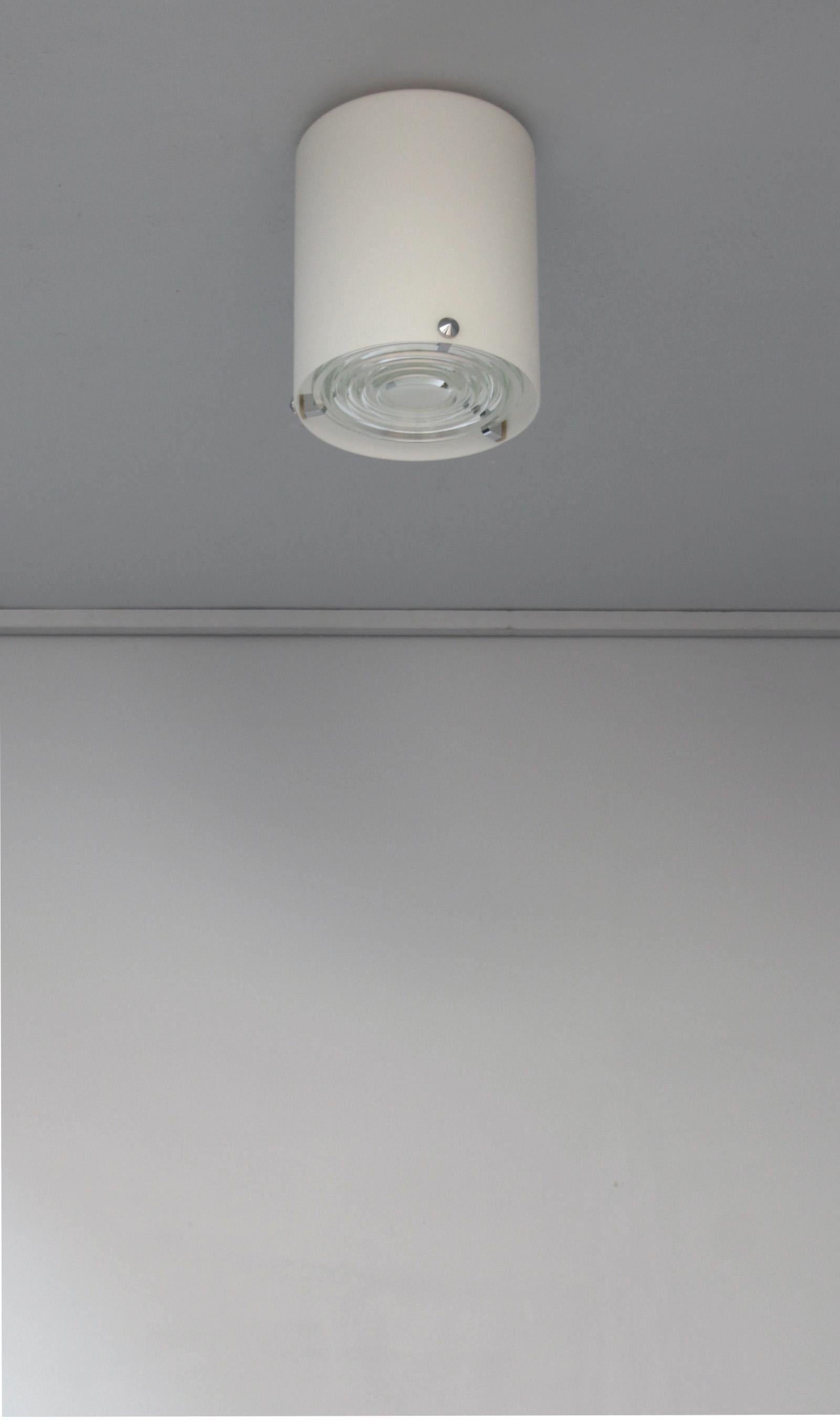 Fine Monture de Plafond Cylindrique en Verre et Chrome des années 1950 par Perzel en vente 6