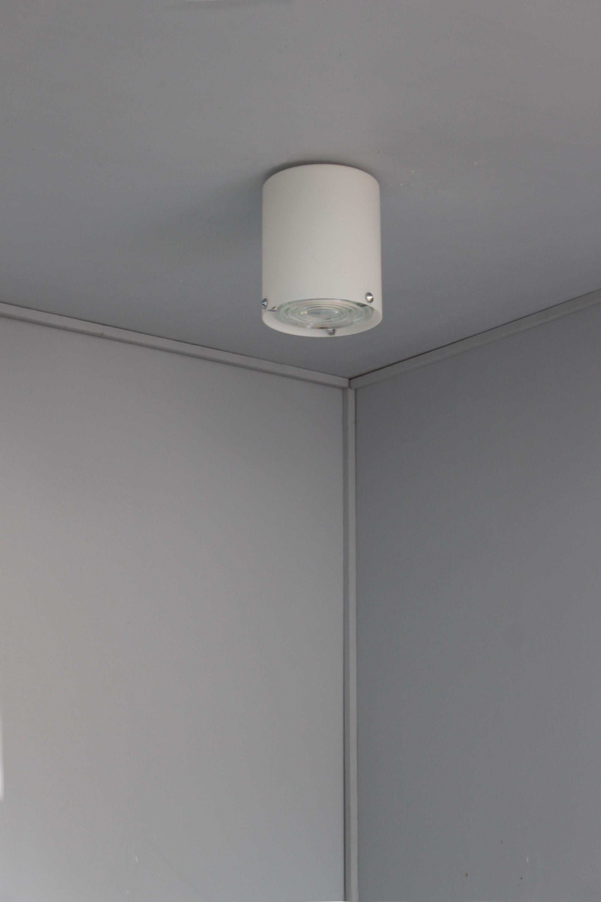 Fine Monture de Plafond Cylindrique en Verre et Chrome des années 1950 par Perzel en vente 7