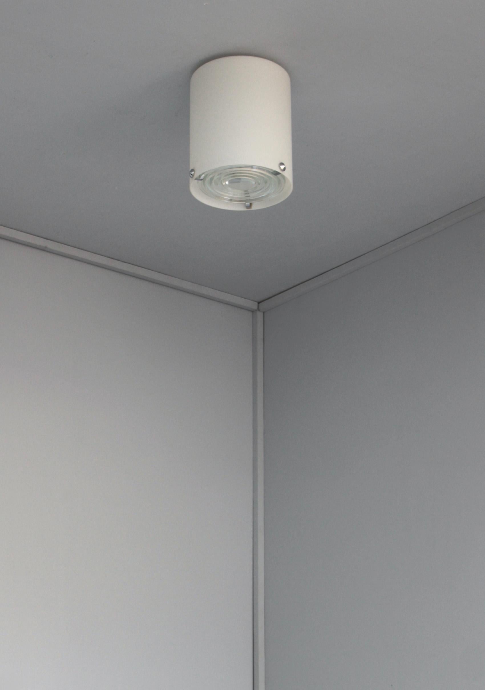 Mid-Century Modern Fine Monture de Plafond Cylindrique en Verre et Chrome des années 1950 par Perzel en vente
