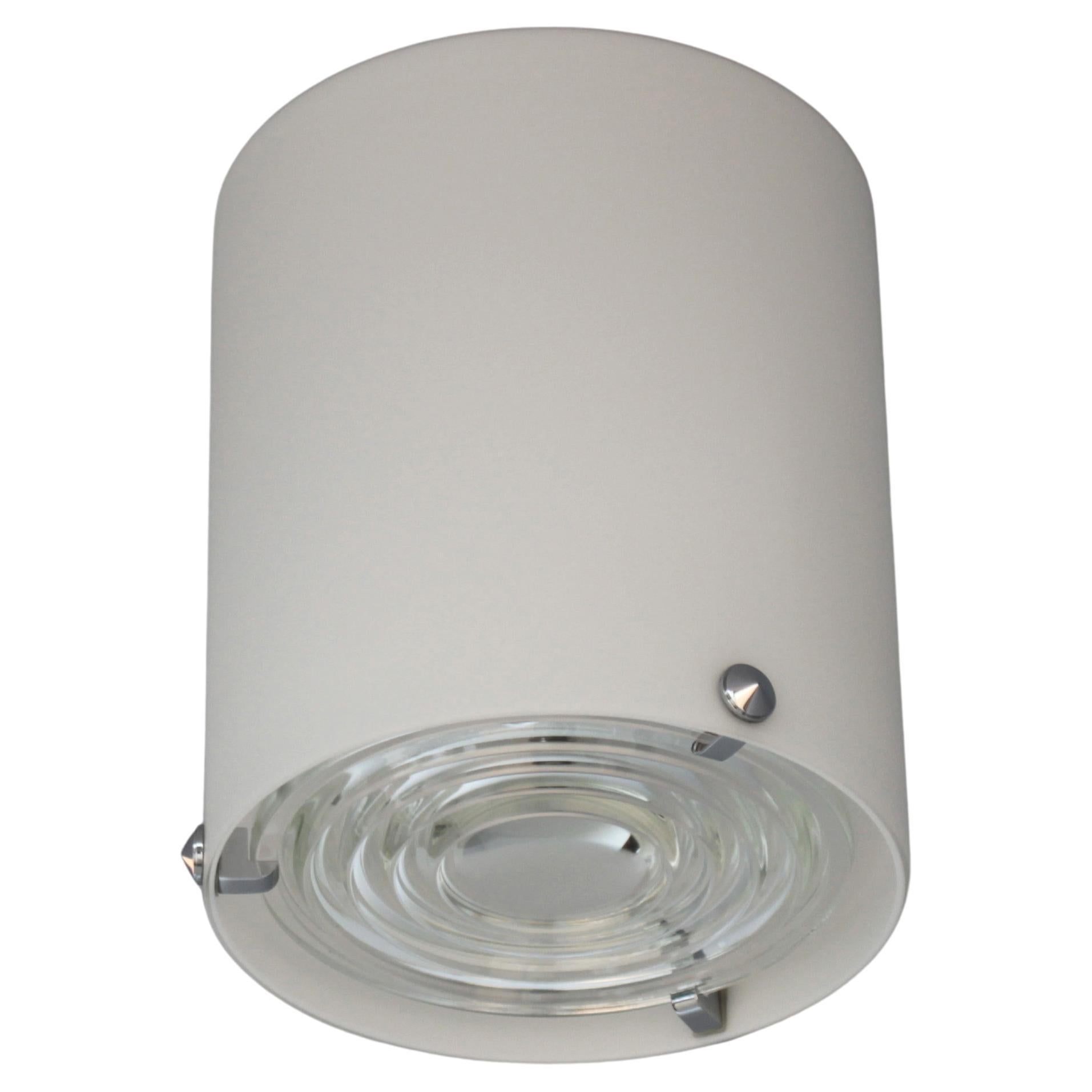 Zylindrischer Flush Mount aus Glas und Chrom von Perzel, 1950er Jahre