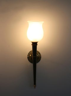 Fine French 1950s Glass and Metal Wall Light