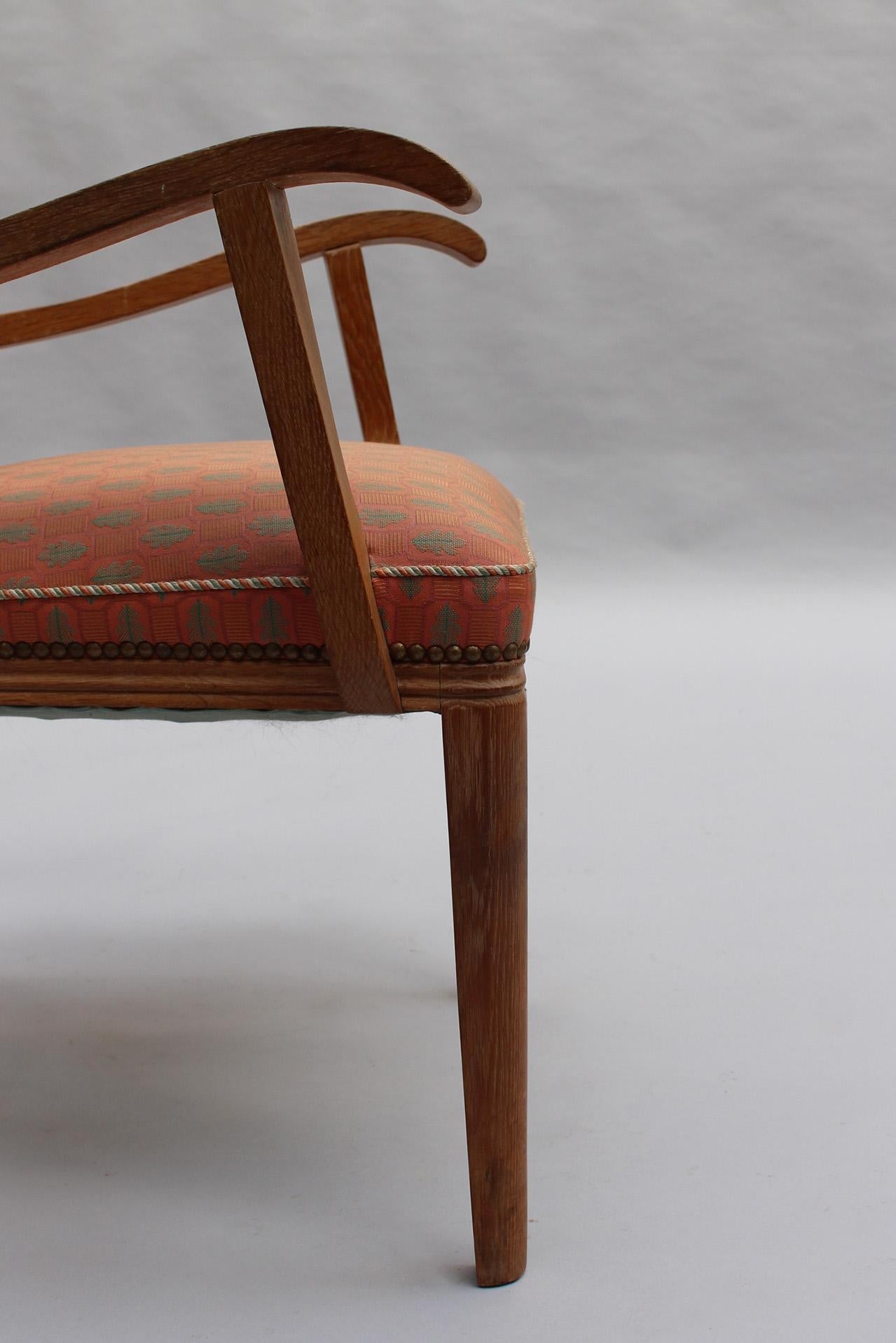 Fine French 1950s Lime Oak Bridge Armchair For Sale 4