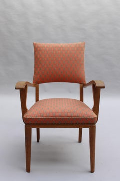 Fine French 1950s Lime Oak Bridge Armchair
