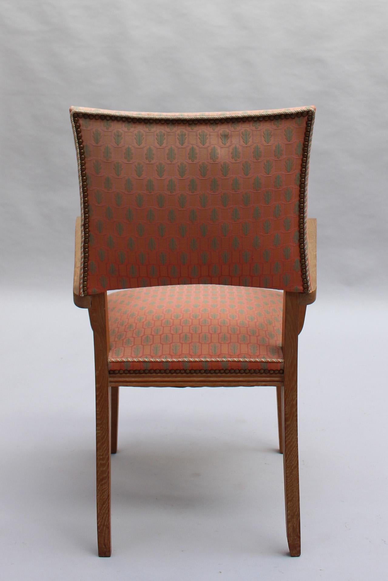 Fabric Fine French 1950s Lime Oak Bridge Armchair For Sale