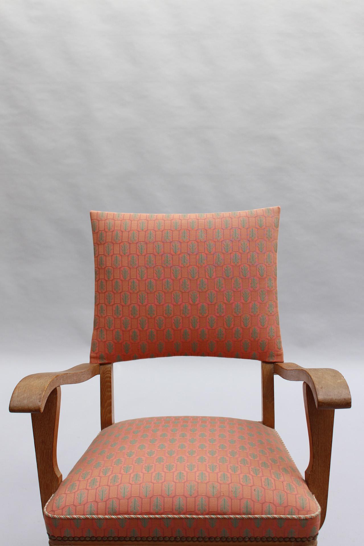 Fine French 1950s Lime Oak Bridge Armchair For Sale 1
