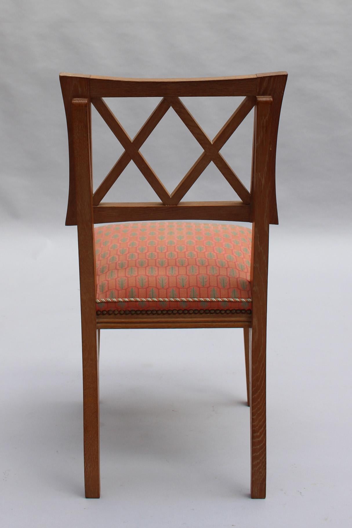 Fabric Fine French 1950s Lime Oak Chair For Sale