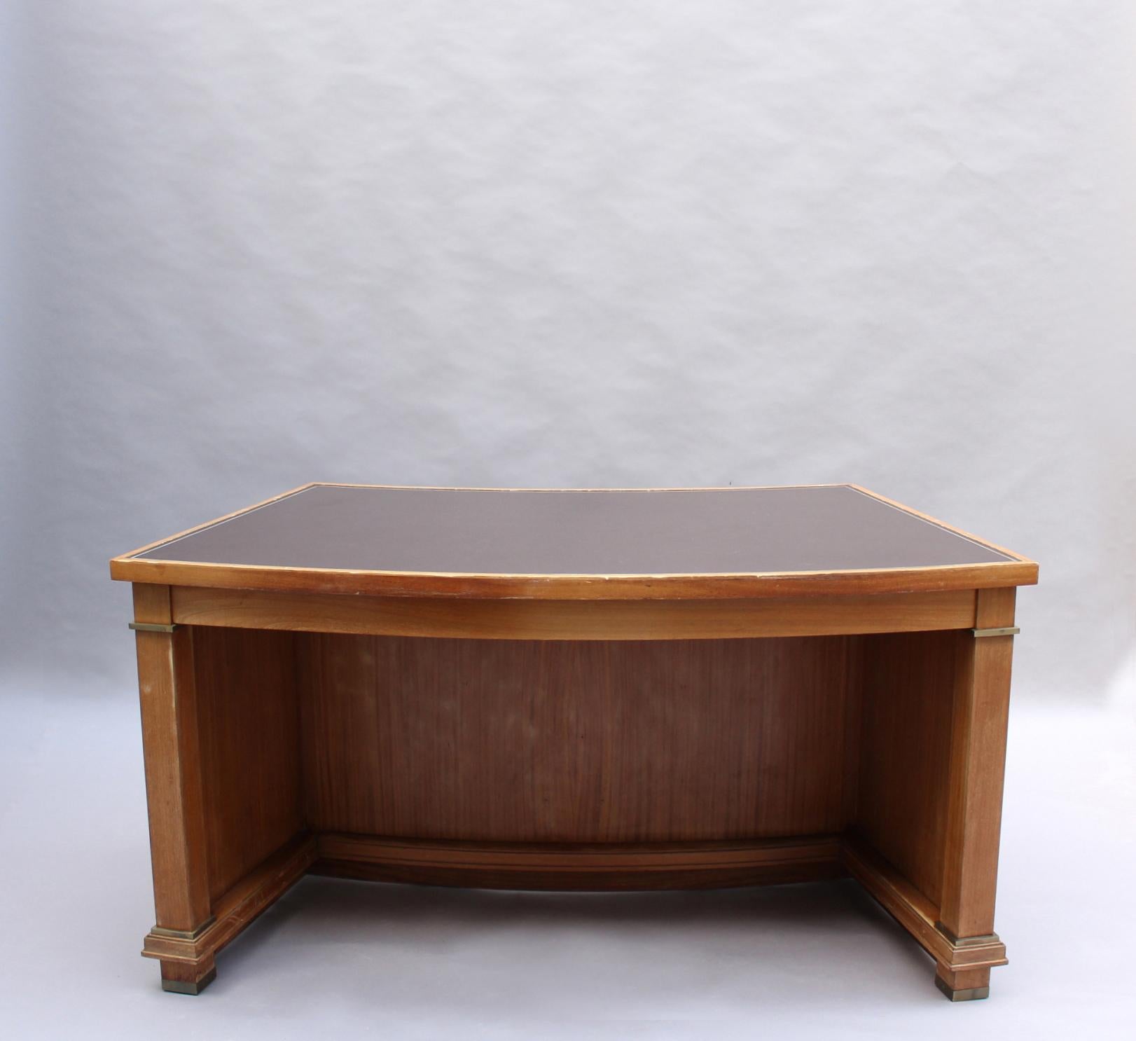Fine French 1950s Mahogany Curved Desk by Jacques Adnet '2 Available' For Sale 5