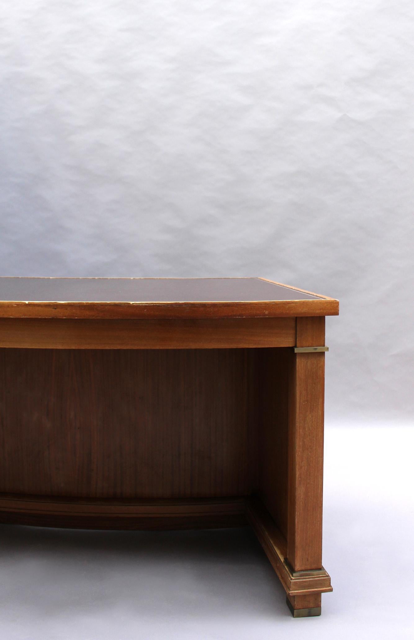 Fine French 1950s Mahogany Curved Desk by Jacques Adnet '2 Available' For Sale 6