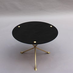 Fine French 1950s Opaline Top Side Table with a Bronze Base