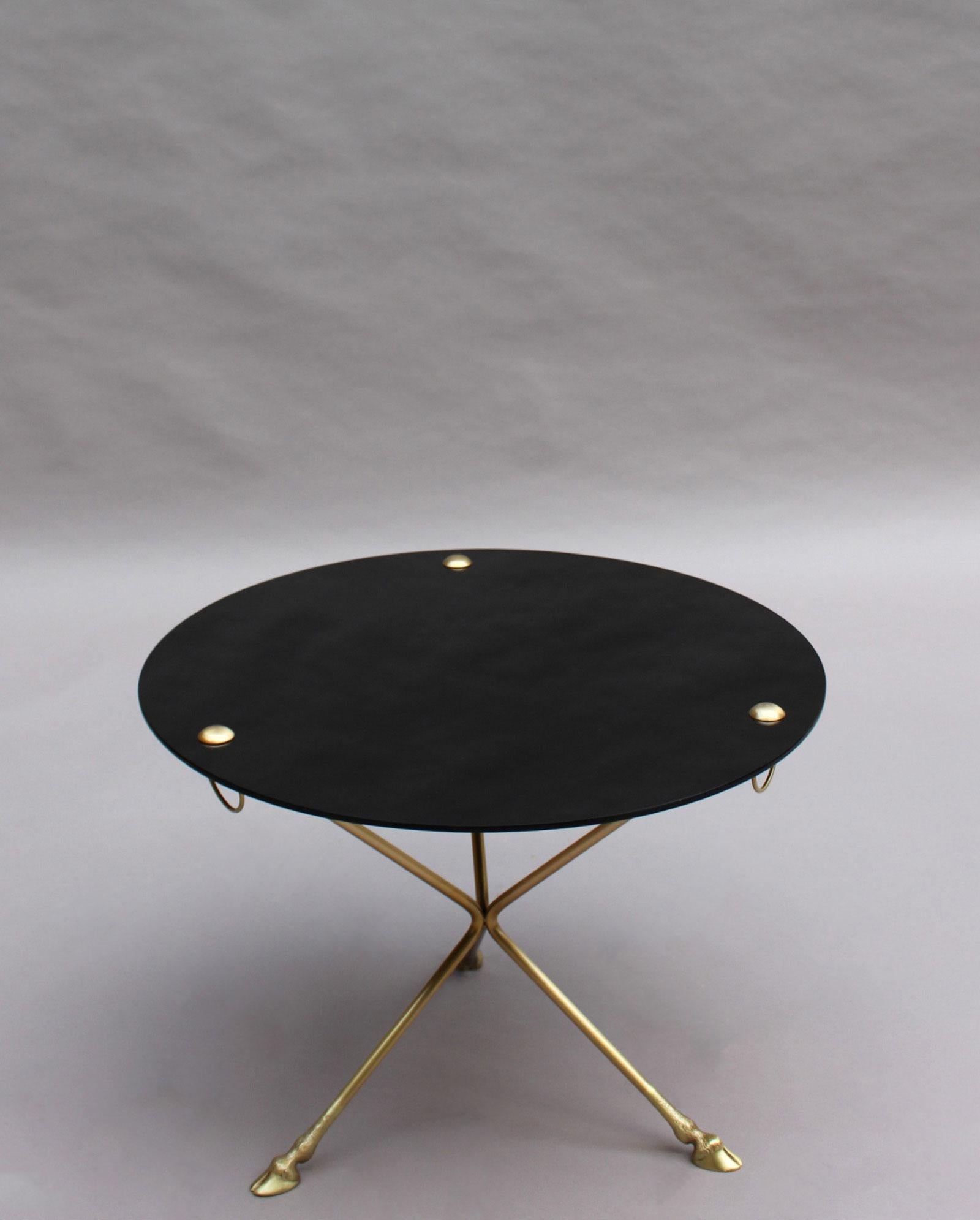 Mid-20th Century Fine French 1950s Opaline Top Side Table with a Bronze Base