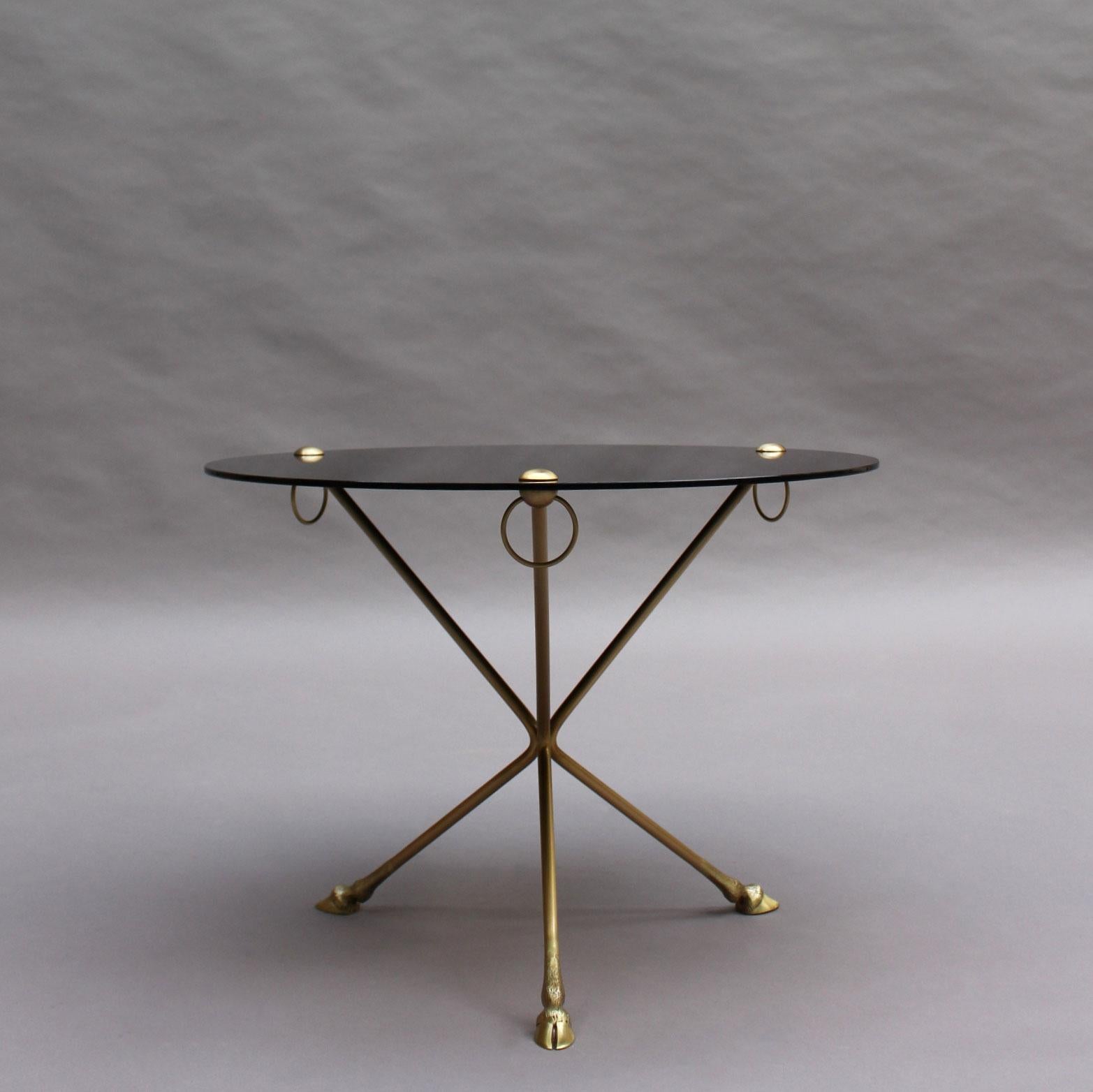 Fine French 1950s Opaline Top Side Table with a Bronze Base 4