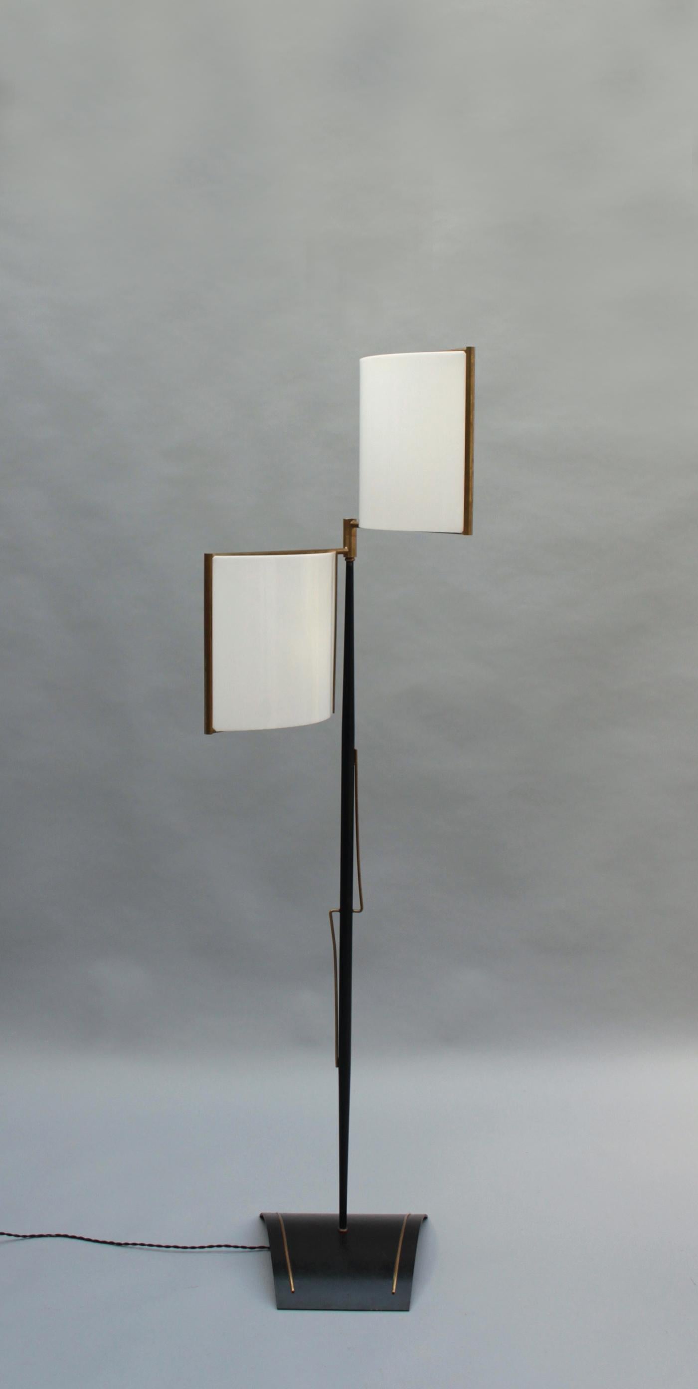 Brass Fine French 1950s Rotating Floor Lamp by Lunel For Sale