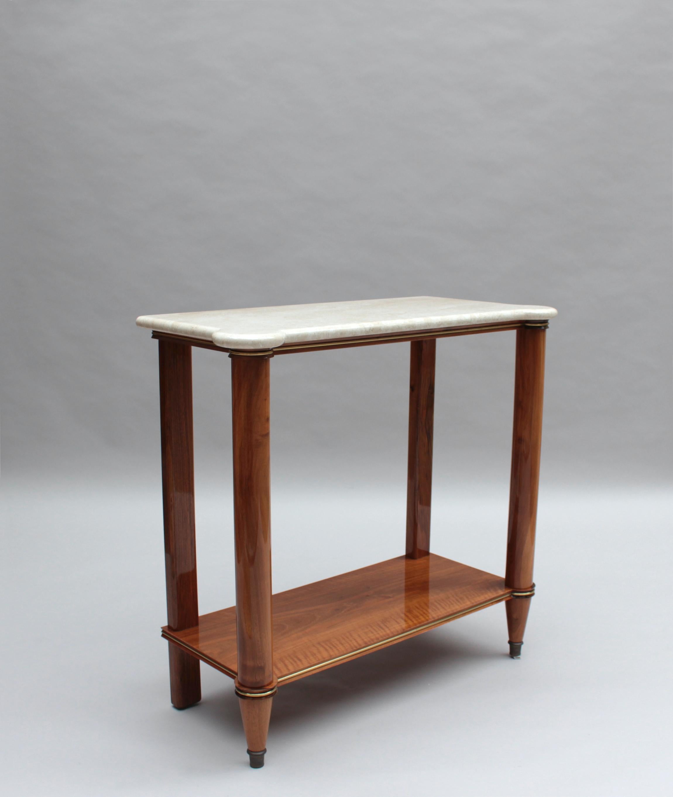 Fine French 1950s Two-Tiered Walnut Console  In Good Condition For Sale In Long Island City, NY