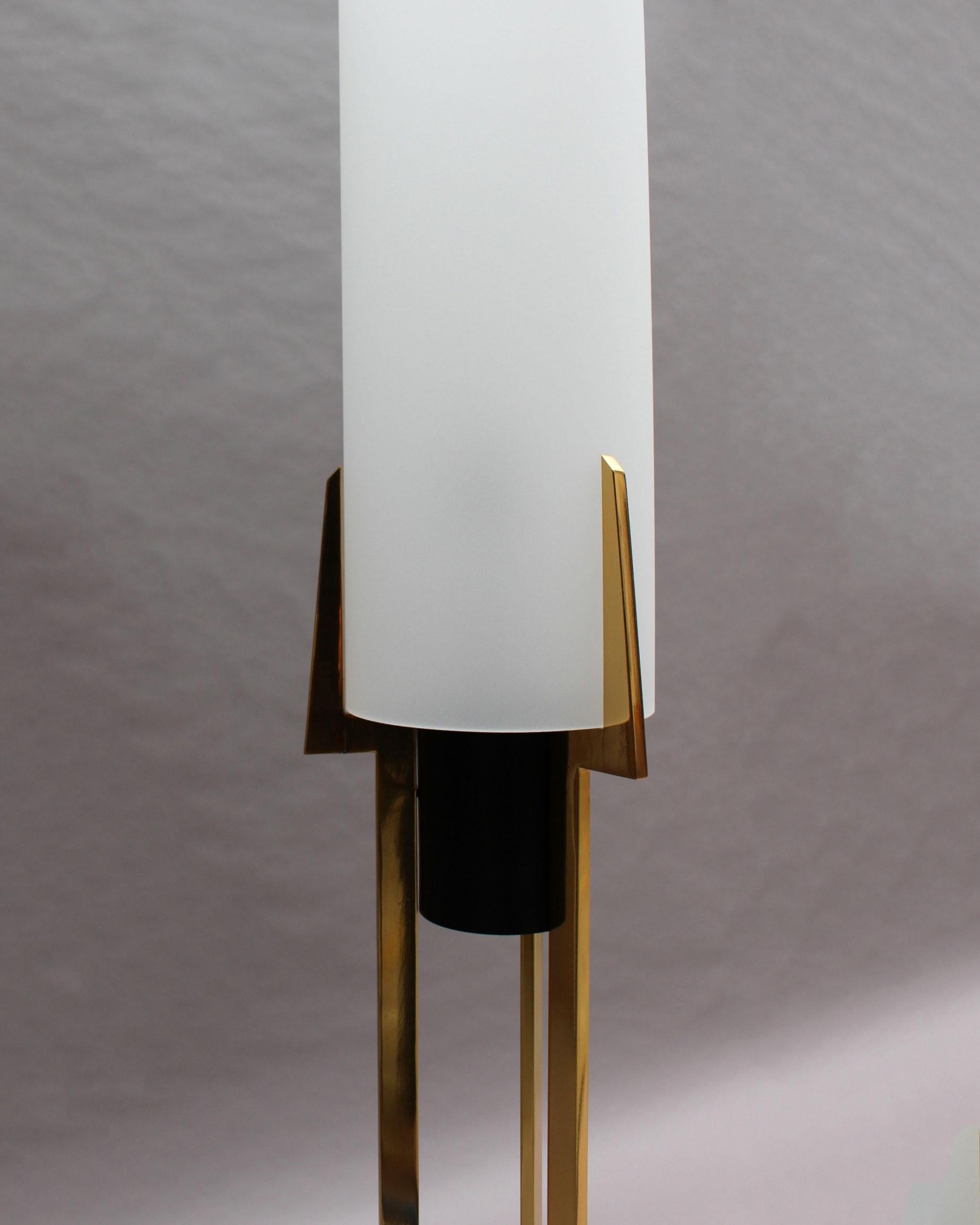 Glass Fine French 1960s Floor Lamp by Arlus For Sale
