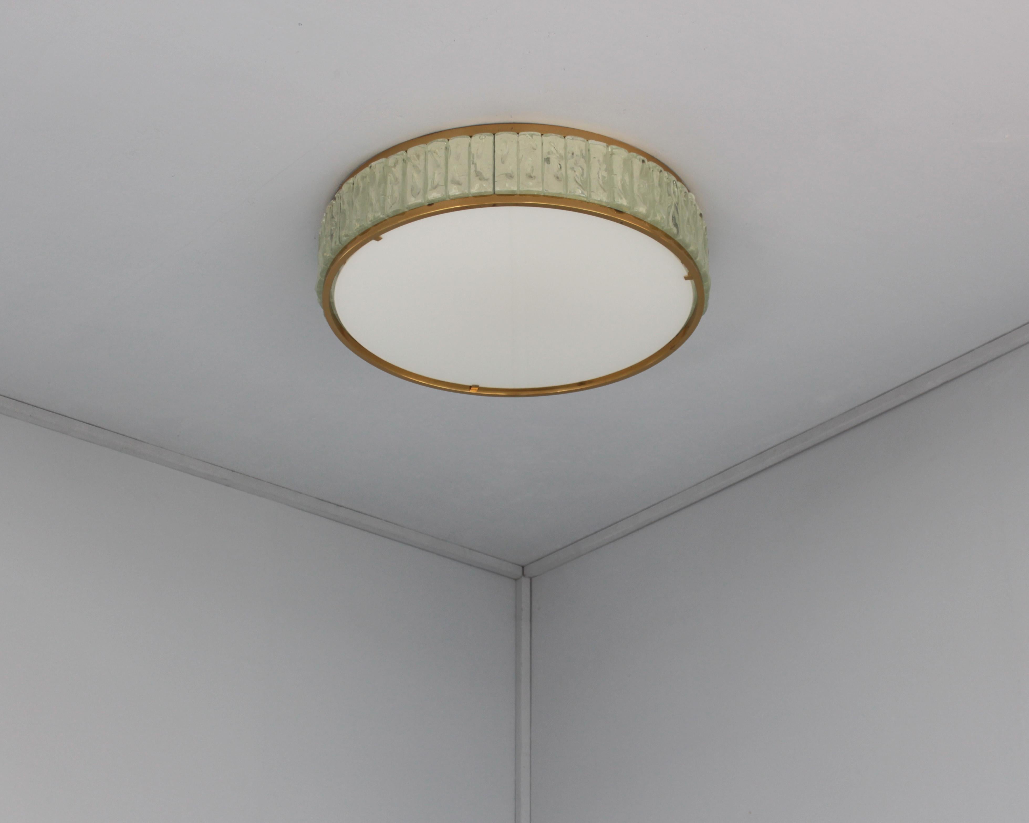 Atelier Jean Perzel - Très beau plafonnier/encastré rond des années 1970, dit 