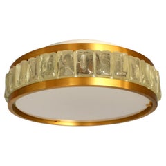Fine French 1970s Brass and Glass "Queen's Necklace" Flush Mount by Perzel