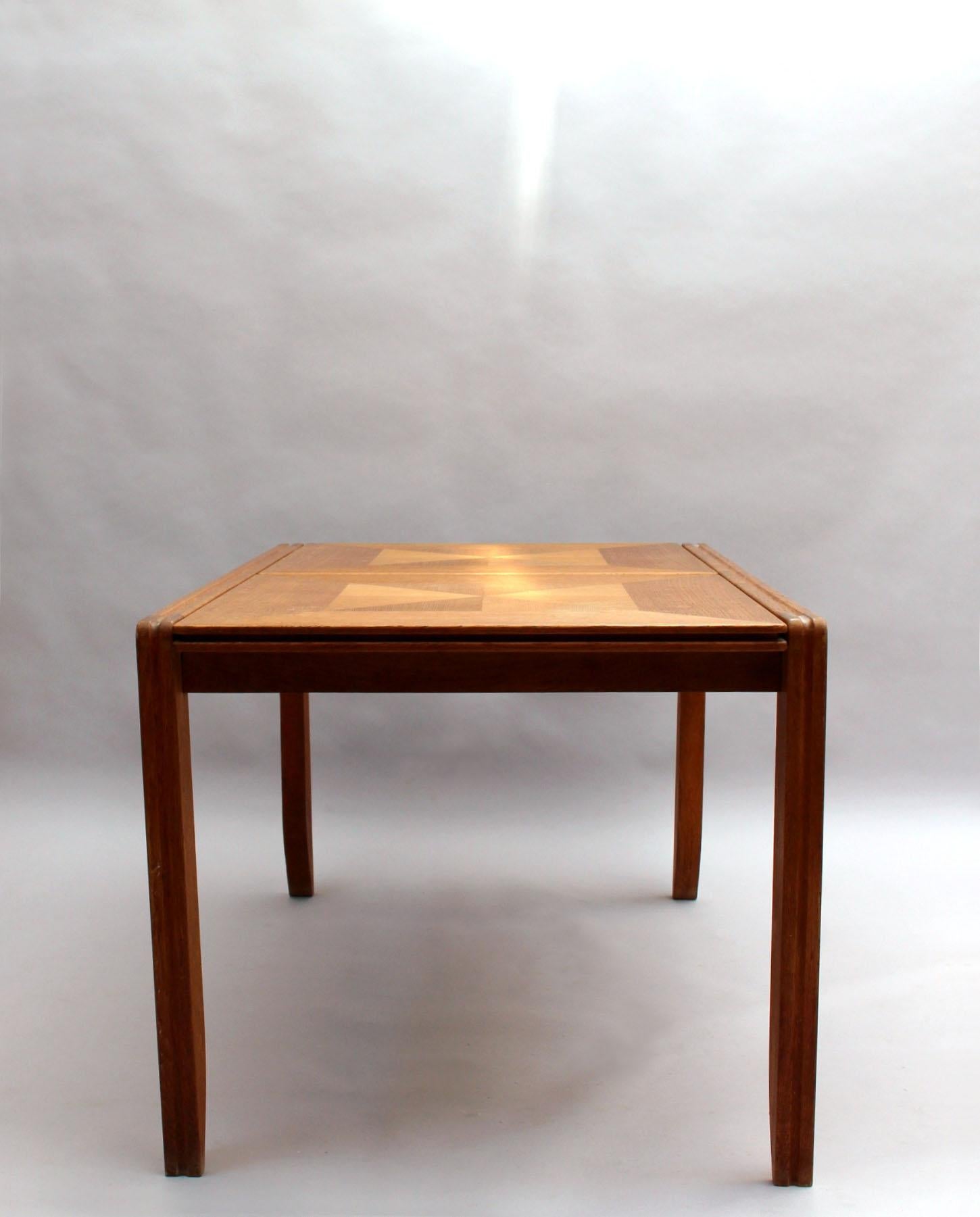 Fine French 1970s Extendable Oak Dining Table by Guillerme & Chambron For Sale 5