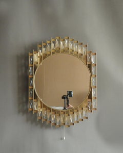 Fine French 1970's Metal and Glass Illuminated Mirror