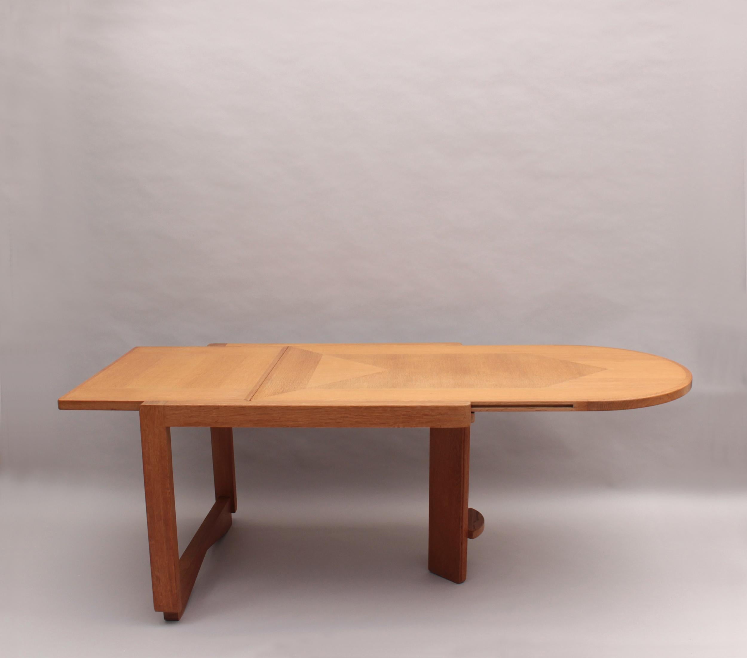 Fine French 1970s Oak Folding Table by Guillerme & Chambron For Sale 6