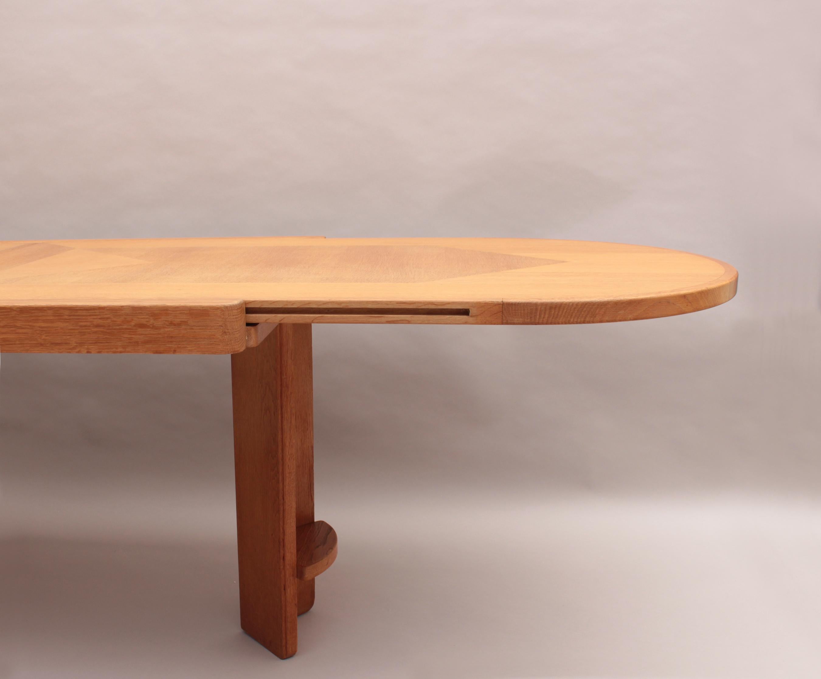 Fine French 1970s Oak Folding Table by Guillerme & Chambron For Sale 7