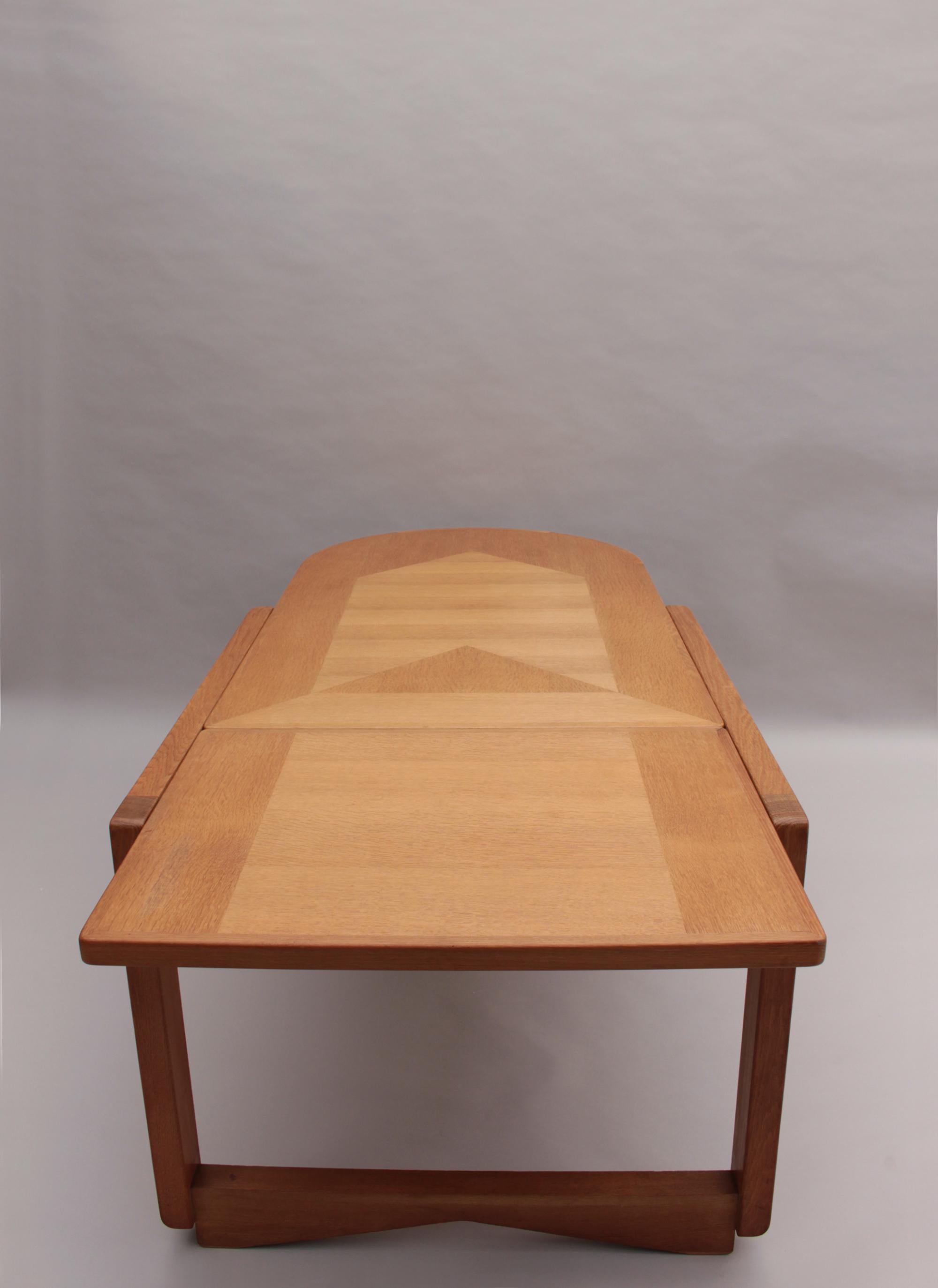 Fine French 1970s Oak Folding Table by Guillerme & Chambron 1