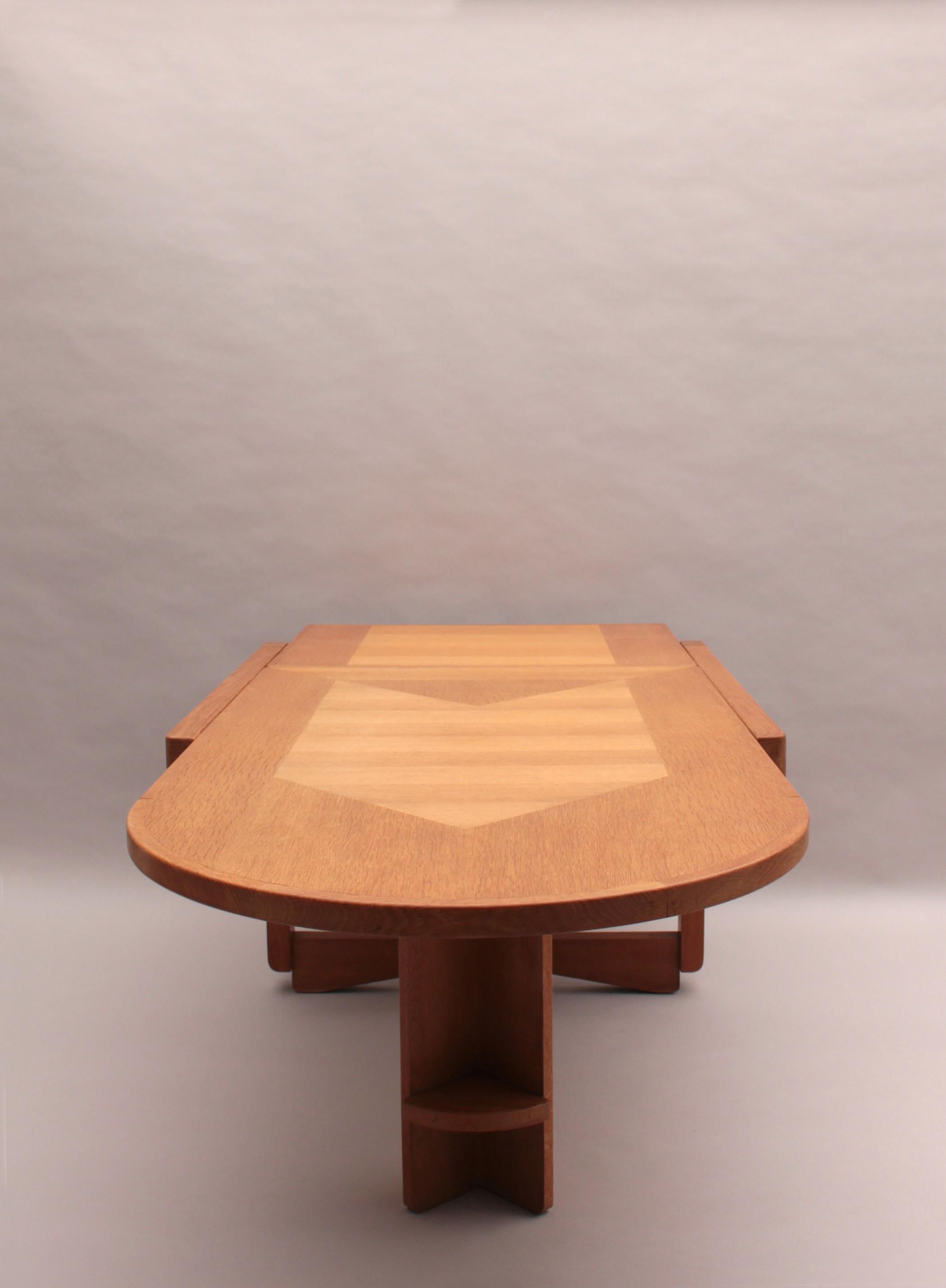 Fine French 1970s Oak Folding Table by Guillerme & Chambron 4