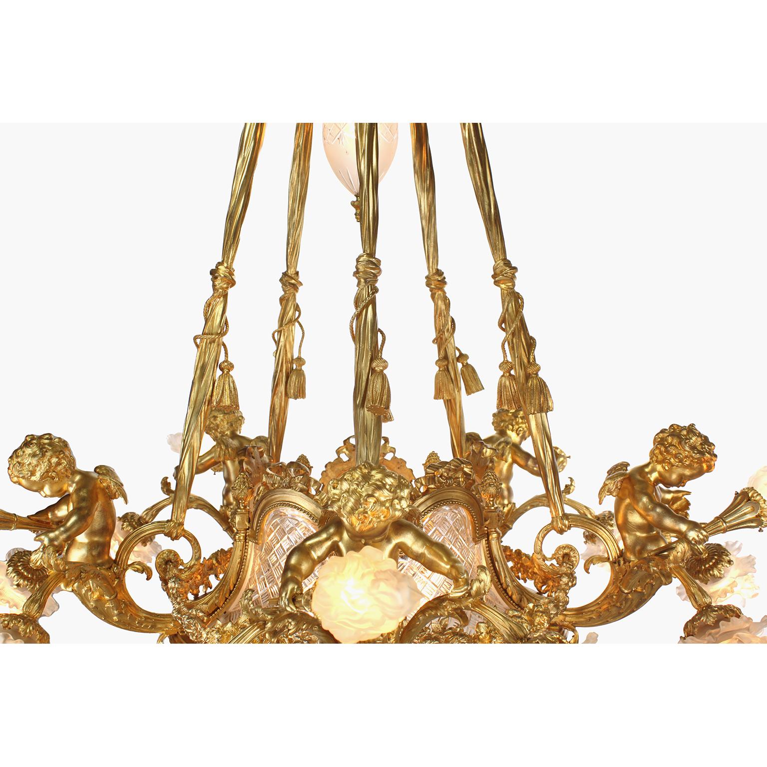 Fine French 19th-20th Century Louis XV Style Gilt Bronze and Baccarat Chandelier For Sale 9