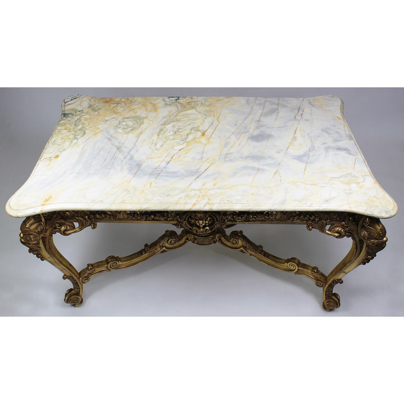 Table d'entrée française de style Louis XV en bois doré sculpté du XIXe-XXe siècle en vente 2