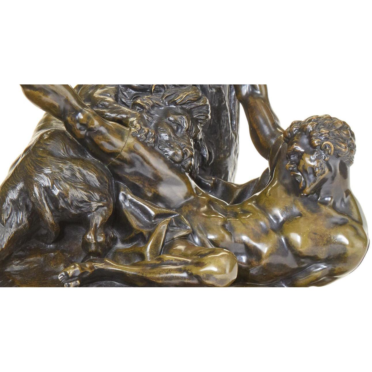 Feine französischer Bronzefigur von „Milo von Croton und Löwe“ nach Falconet, 19. Jahrhundert (Barock) im Angebot