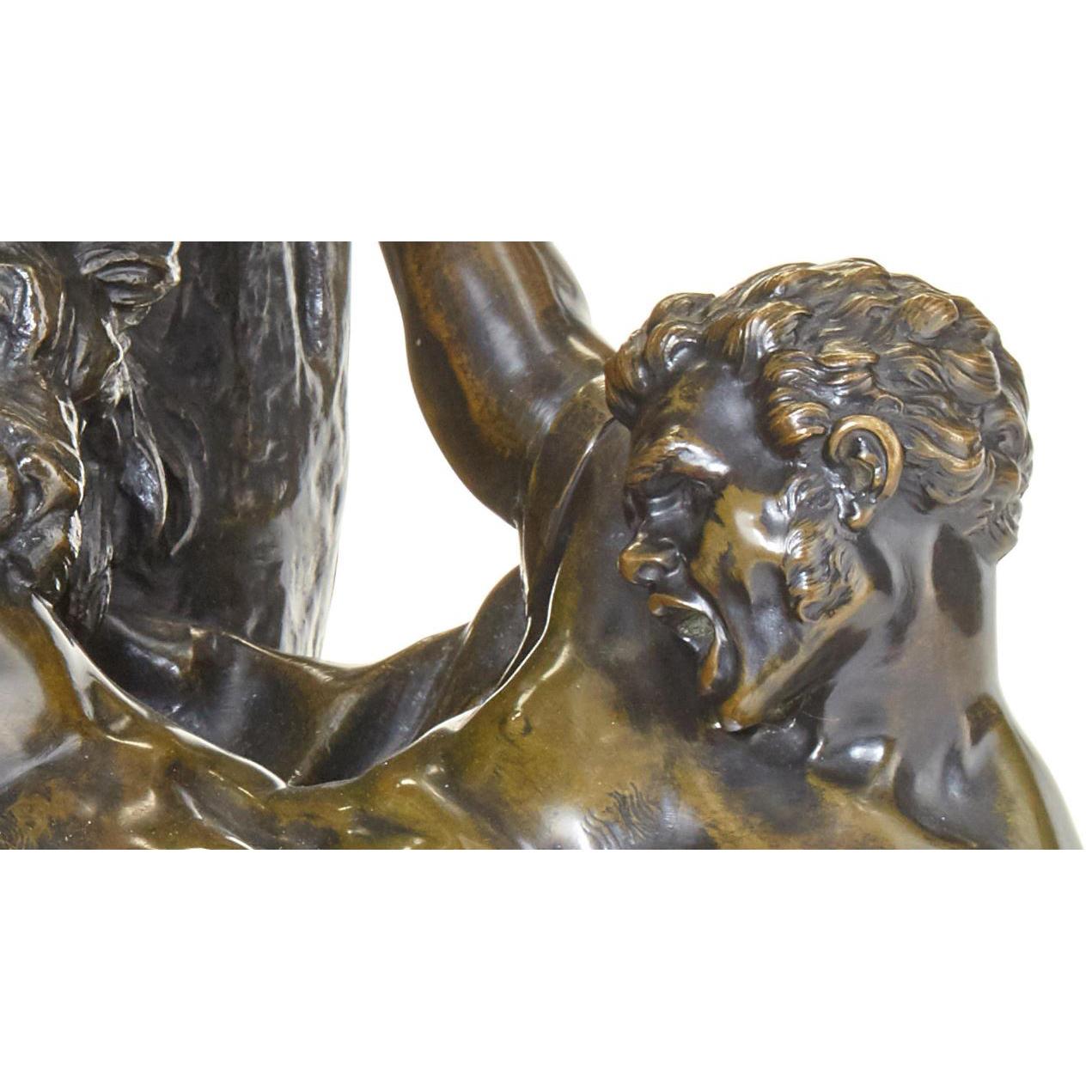 Feine französischer Bronzefigur von „Milo von Croton und Löwe“ nach Falconet, 19. Jahrhundert (Französisch) im Angebot