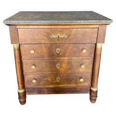 Fine French 19th Century Empire Petite Commode with Original Marble Top 