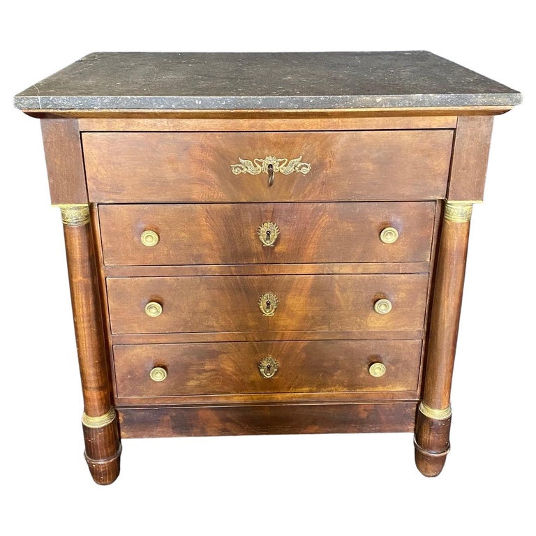 Fine French 19th Century Empire Petite Commode with Original Marble Top For  Sale at 1stDibs