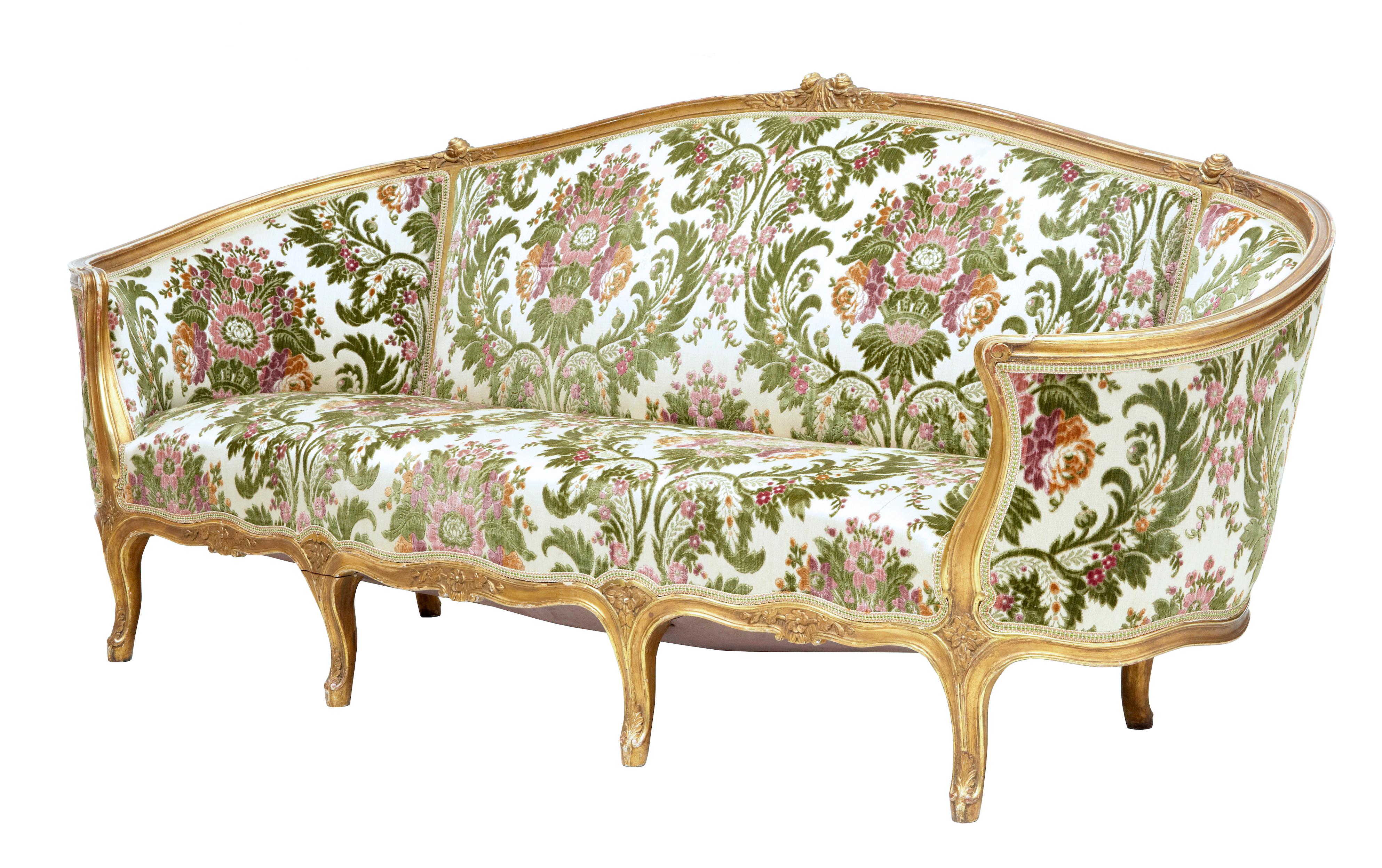Victorian Fine French 19th Century Five-Piece Gilt Salon Living Room Suite